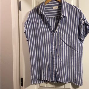 Thread and supply short sleeve striped linen shirt